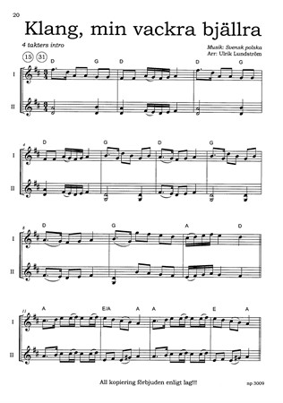 Noter från Ulrik Lundströms Julviolinisten - med jullåtar i varierande svårighetsgrad för fiol