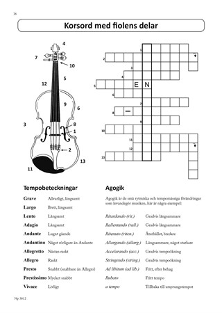 Exempel med pyssel från andra delen i Ulrik Lundströms fiolskola Violinisten 2