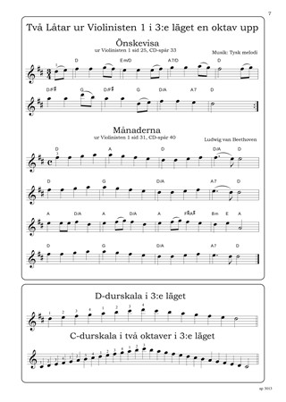 Exempel med noter från tredje och sista delen i Ulrik Lundströms fiolskola Violinisten 3