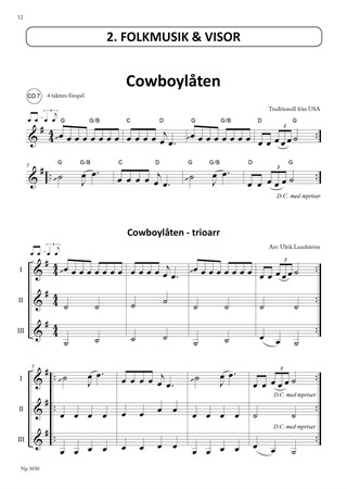 Exempel med notbild från uppföljaren i Ulrik Lundströms fiolskola Violinisten 2.5