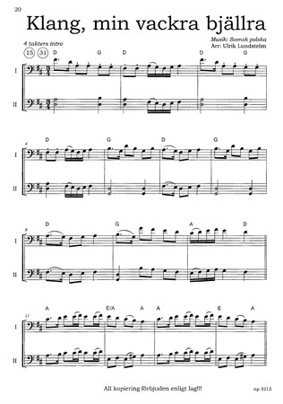 Noter från Ulrik Lundströms Julcellisten - med jullåtar i varierande svårighetsgrad för cello.