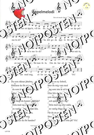Notbild från Musikskatten med melodistämma, ackord och låttexter till över 100 låtar