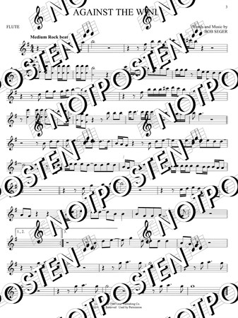Exempel med notbild från samlingen 101 Simple Songs for Flute med enkla låtar för tvärflöjt